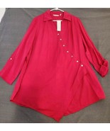 Soft Surroundings Boho Asymmetrical Button Down Wrap Roll Tab Blouse Top XL NWT  - $49.45