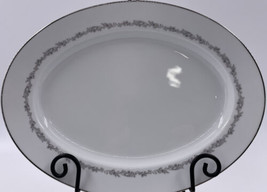 Noritake Crestmont 6013 Serving Platter White Gray Trim 13&quot; Floral  1871... - $39.59