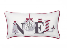 10&quot;x20&quot; Red and Gray Christmas Noel Polyester Zippered Pillow With Embroidery - £42.49 GBP