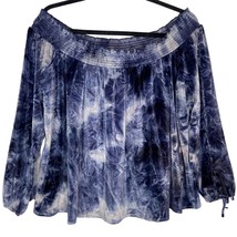 American Eagle Outfitter Off Shoulder Top Womens L Marble Velvet Smock Stretch - £14.22 GBP