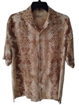 Tommy Bahama Cubavera Silk Shirt Men&#39;s L All over Print Coconut Buttons - $19.79