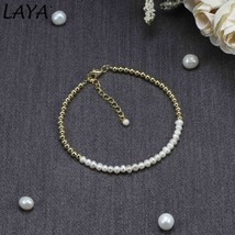 925 Sterling Silver Fashion Natural Freshwater Pearl Bright Gold Silver Bead Bra - £37.12 GBP