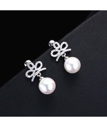 1.76ct Diamond Pearl 14k White Gold Women&#39;s Engagement Halloween Earrings - £1,050.33 GBP