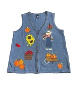 Vtg Basic Editions Womens Fall Halloween Sweater Vest Size L Beaded Embr... - $45.83 CAD