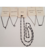 Fashion Jewlery Lot of 5: Chain (3 w/Cross,1 w/Heart) &amp;1 Black Multi Cro... - $10.95