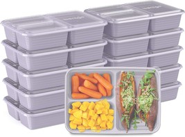 Prep 3-Compartment Meal-Prep Containers with Custom-Fit Lids- 10 Trays &amp; 10 Lids - £37.56 GBP