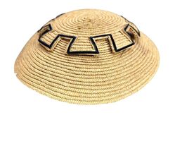 Antique Plaited Straw Hat Greek Key Straw Top Piece Circa 1867 - $74.24