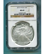 2010 AMERICAN SILVER EAGLE NGC MS 69 BROWN LABEL PREMIUM QUALITY MS69 PQ - £47.92 GBP