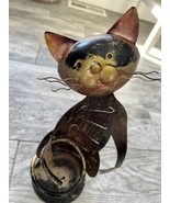 Whimsical Metal Cat Wine Bottle Holder Display Copper Tooarts Bar Kitche... - $419.05 MXN