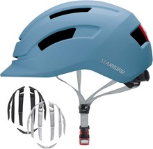 SLANIGIRO Adult Urban Bike Helmet - Adjustable Fit System &amp; Integrated Taillight - £38.36 GBP