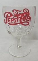 Pepsi Cola Stemmed Glass Thumb Print Goblet w Red Lettering Vintage Soda Glass - £5.43 GBP