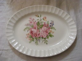 Vintage 1940&#39;s Knowles T.W. Platter Floral Pattern Pink Roses Scalloped Rim - $697.02 MXN