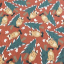 Christmas Tree Reindeer Red Nose Stars Snow Cotton Fabric Brown 44&quot;x46&quot; ... - £6.16 GBP