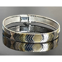 Ibb Italy BI-TONE 925 Sterling Silver Geometric Design Flex Bracelet Sky - $96.53