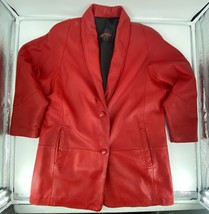 Vintage 80’s Vincents of Indiana Women&#39;s Red Leather Jacket Coat w/Pockets XL - £25.75 GBP