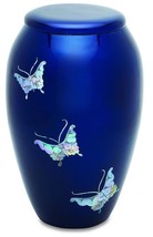 Blue Pearl Butterfly 210 Cubic Inches Large/Adult Cremation Urn for Ashes - £143.87 GBP