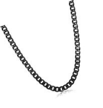 Jewelers Stainless Steel Black Cuban Curb Chain Chain - £44.02 GBP