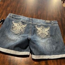 ZCO Jeans Blue jean Rhinestone Rivet Pocket Shorts Size 24 - $23.52