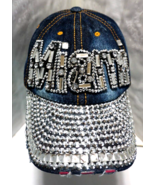 Miami Rhinestone Bling Embellished Ball Cap Cotton Denim Adjust Back Dis... - £19.70 GBP