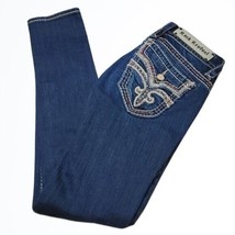Rock Revival Lower Rise Darker Wash Lux Skinny Blue Jeans Size 26 Waist 26.5 In - £53.15 GBP