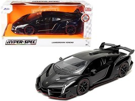 Lamborghini Veneno Matt Black &quot;Hyper-Spec&quot; Series 1/24 Diecast Model Car... - £36.22 GBP