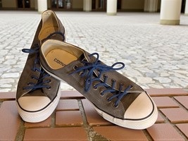Converse All Star Gray Leather Upper Low Top Shoes Sneakers Men 10 Walking  - $352.37 MXN