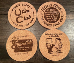 UTICA CLUB BEER CORK COASTERS SET OF 4 - $14.56