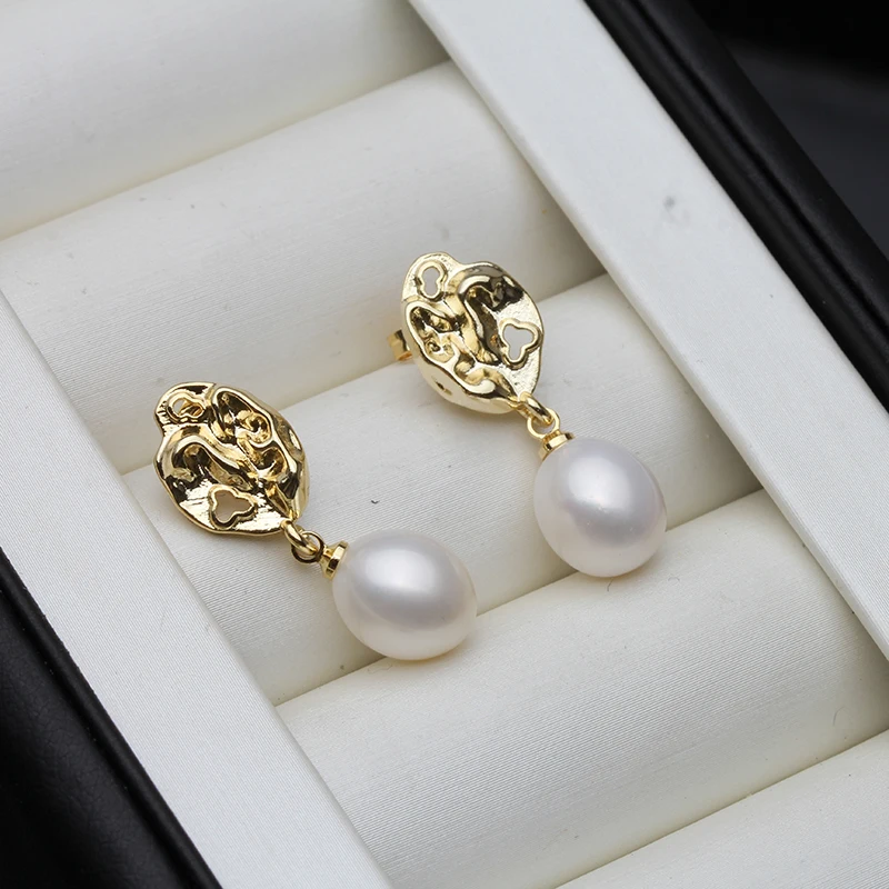 Vintage Real Black Natural Freshwater Pearl Earrings For Women Wedding G... - £12.32 GBP