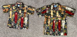 2 RJC Hawaiian Youth Shirt-100% Cotton-Surf Boards &amp;Jungle Print-Size 4 &amp; 8 Boys - £33.55 GBP