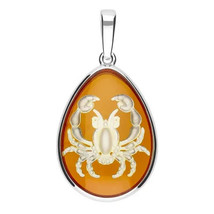 Jewelry of Venus fire Pendant of Water Baltic amber silver pendant Cancer - £441.74 GBP