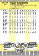 1989 Fleer Wally Backman 28  Mets - £0.78 GBP