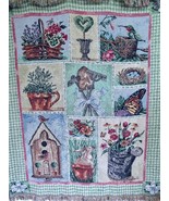 Vicky Howard Decorative Throw Afghan 54&quot;x64&quot; Garden Watering Can Birds B... - €17,36 EUR