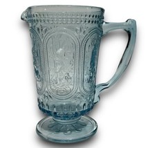 EASTER Blue Bunny Glass Pitcher Hobnail VINTAGE Style Drinking Embossed - $79.19