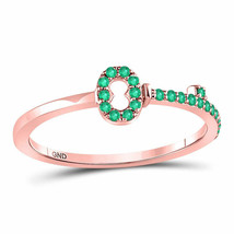 10kt Rose Gold Womens Round Emerald Key Stackable Band Ring 1/5 Cttw - £143.89 GBP