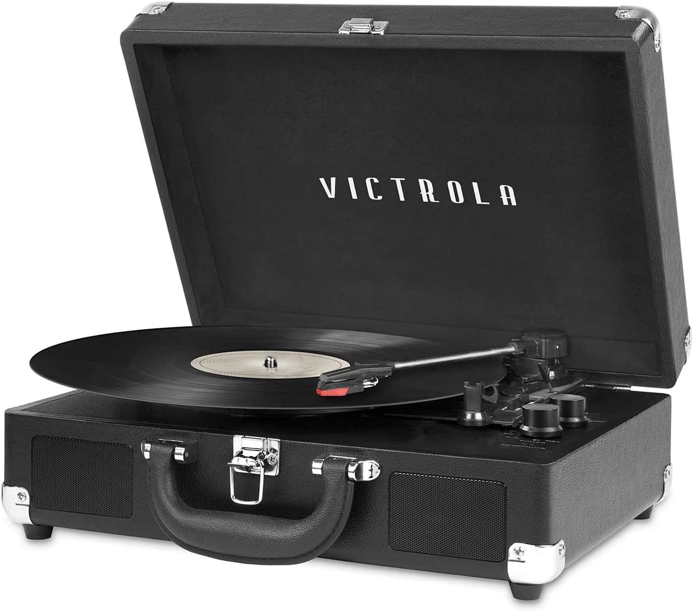 Victrola Vintage 3-Speed Bluetooth Portable Suitcase Record Player, Bk, 1Sfa  			