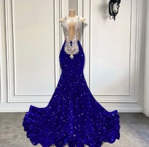 Royal Blue Prom Dresses 2024 Custom Make Diamonds Luxury Sparkly Prom Go... - £210.81 GBP