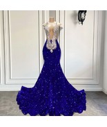 Royal Blue Prom Dresses 2024 Custom Make Diamonds Luxury Sparkly Prom Gown 2025 - £210.03 GBP