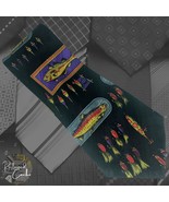 Designs by A. Rogers Mens Black Fishing Baits Fishes Necktie Classic Nov... - $16.00