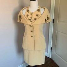 Vtg Euc Karl Lagerfeld Cotton Blend Beige 2 Piece Dress Sz Us 4 - £789.54 GBP