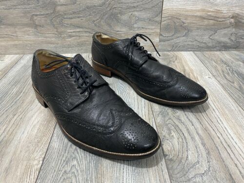 Cole Haan Grained Black Leather Wingtip Oxfords | Size 11.5 - £34.81 GBP