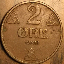 1951 Norway 2 Ore Coin - £1.35 GBP