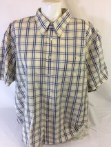Dockers Men Shirt Blue Beige Plaid Button Up  Cotton Blended  Size XXL B... - £7.63 GBP