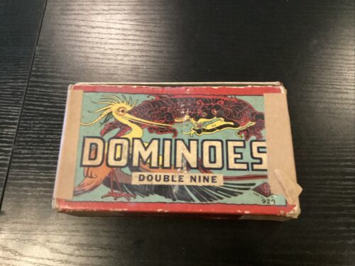 Vintage 1960&#39;s Dominoes Double Nine Hal-Sam 920-HR Chinese Dragon Backs - $16.83