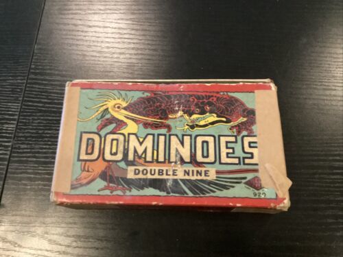 Vintage 1960's Dominoes Double Nine Hal-Sam 920-HR Chinese Dragon Backs - $16.83