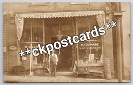 Mt Pleasant PA RPPC Miller Roofing Co Hardware Heating Store Front Postcard G47 - £47.58 GBP