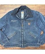 Vintage Carhartt Detroit Jacket XL J97 PTL Petrol Blue Gray Blanket Line... - $409.78 CAD