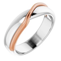 Authenticity Guarantee 
14k White and Rose Gold 5 mm Ribbon Design Wedding Band - £910.33 GBP+