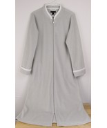 Miss Elaine Long Robe w/ Contrast Trim Zip Front Soft Fleece Rayon Pockets - $36.23 CAD