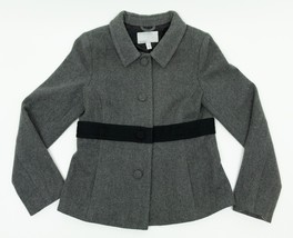 Old Navy Gray Button-Up Wool Blend Collared Lined Womens Grey Peacoat Size Large - £7.69 GBP