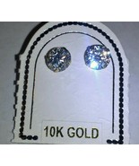 Real 10k Yellow Gold Briliant CZ 6mm Screwback Stud Earrings Set - £36.07 GBP